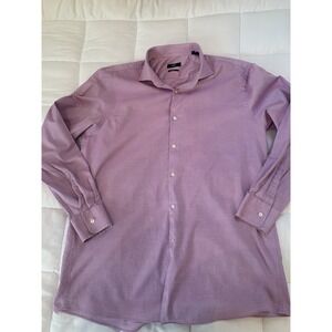 Hugo Boss Shirt Mens 17.5 34/35 Purple Button Down Long Sleeve Dress Cotton‎